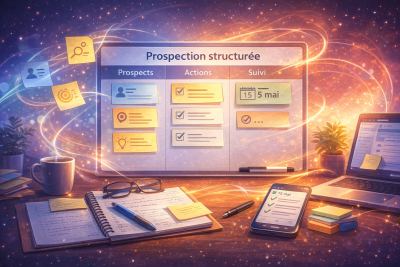 Espace de travail organisé pour structurer sa prospection